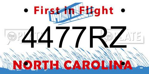 4477RZ North Carolina License Plate