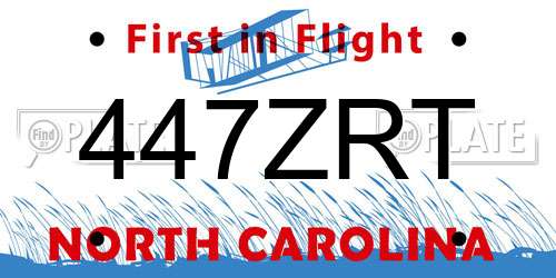 447ZRT North Carolina License Plate