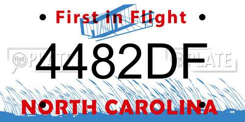 4482DF North Carolina License Plate