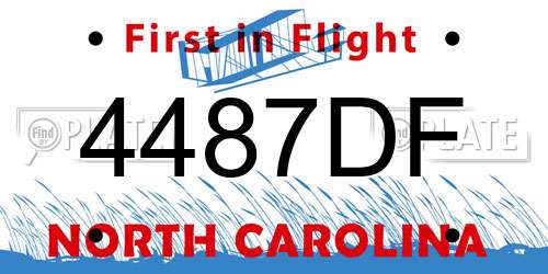 4487DF North Carolina License Plate