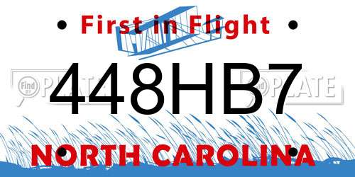 448HB7 North Carolina License Plate