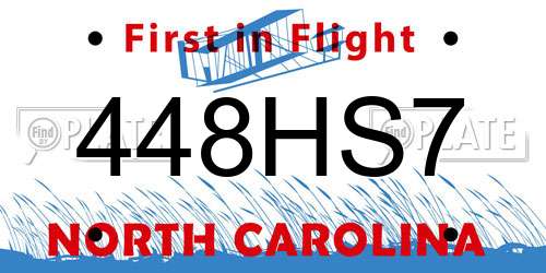 448HS7 North Carolina License Plate