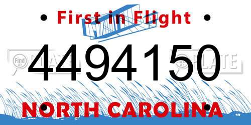 4494150 North Carolina License Plate