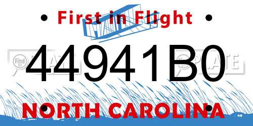 44941B0 North Carolina License Plate