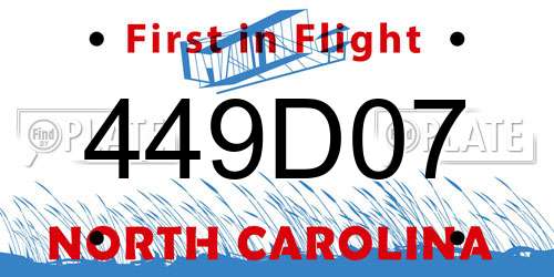 449D07 North Carolina License Plate