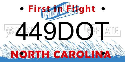 449DOT North Carolina License Plate