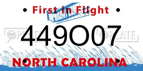 449O07 North Carolina License Plate