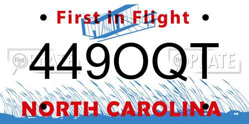 449OQT North Carolina License Plate