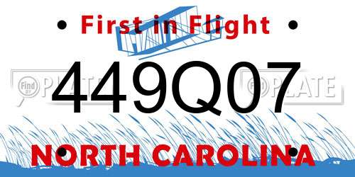 449Q07 North Carolina License Plate