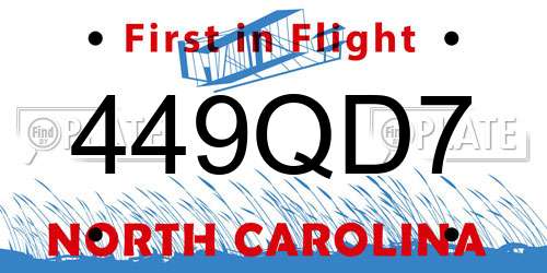 449QD7 North Carolina License Plate