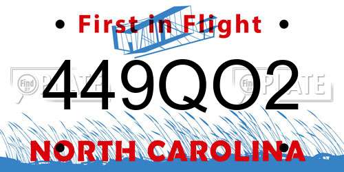 449QO2 North Carolina License Plate