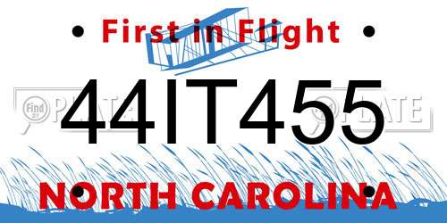 44IT455 North Carolina License Plate