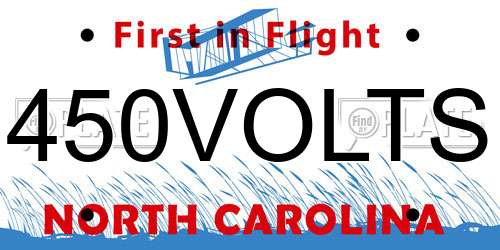 450VOLTS North Carolina License Plate