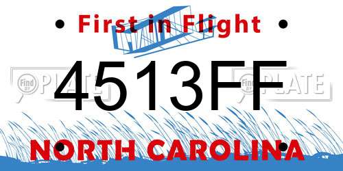 4513FF North Carolina License Plate