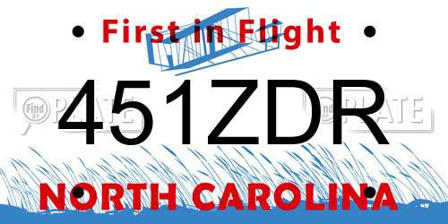 451ZDR North Carolina License Plate