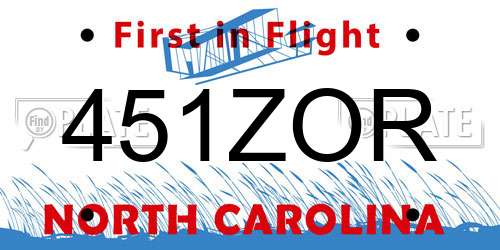 451ZOR North Carolina License Plate