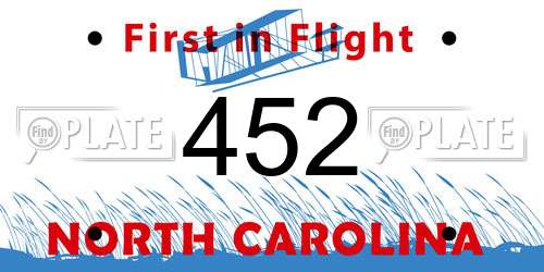 452 North Carolina License Plate