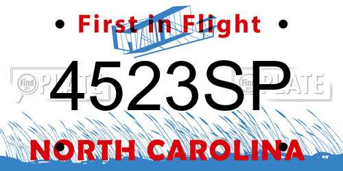 4523SP North Carolina License Plate