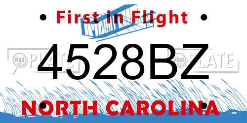 4528BZ North Carolina License Plate