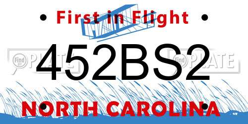 452BS2 North Carolina License Plate