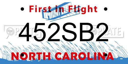 452SB2 North Carolina License Plate