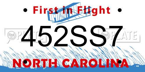 452SS7 North Carolina License Plate