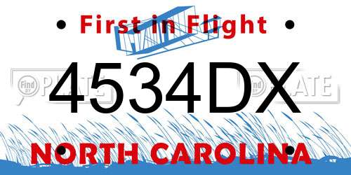 4534DX North Carolina License Plate
