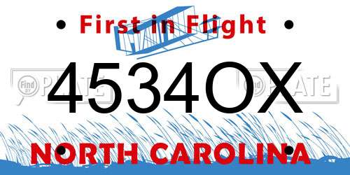4534OX North Carolina License Plate