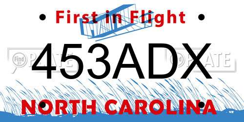 453ADX North Carolina License Plate