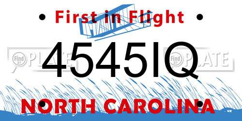 4545IQ North Carolina License Plate