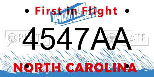 4547AA North Carolina License Plate
