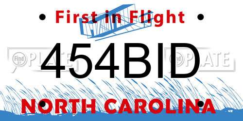454BID North Carolina License Plate