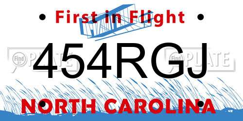 454RGJ North Carolina License Plate