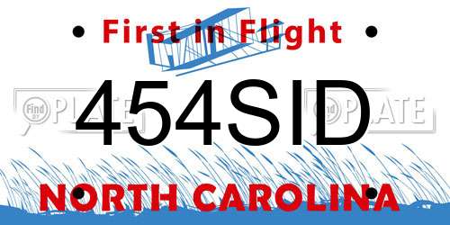 454SID North Carolina License Plate