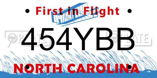 454YBB North Carolina License Plate