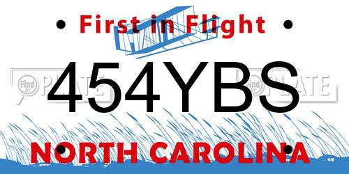 454YBS North Carolina License Plate