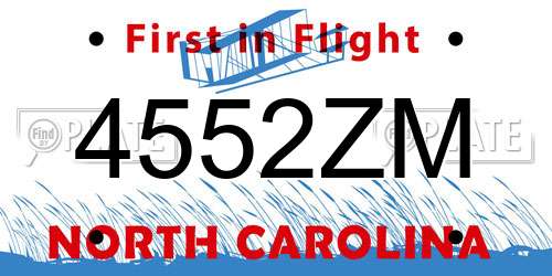 4552ZM North Carolina License Plate