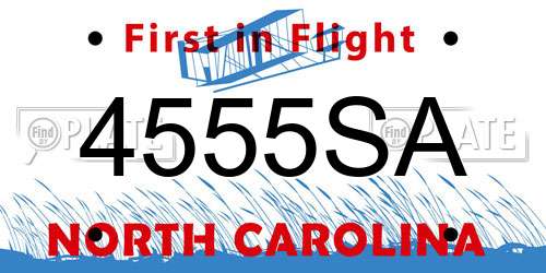 4555SA North Carolina License Plate