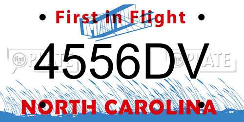 4556DV North Carolina License Plate