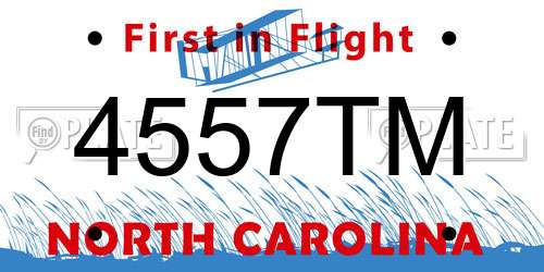 4557TM North Carolina License Plate