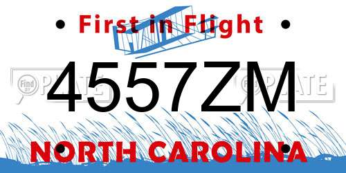 4557ZM North Carolina License Plate