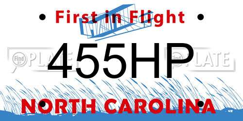 455HP North Carolina License Plate