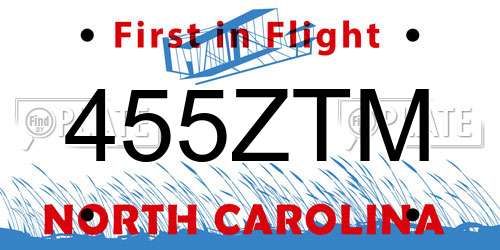 455ZTM North Carolina License Plate