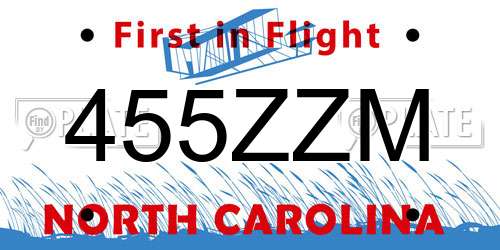 455ZZM North Carolina License Plate
