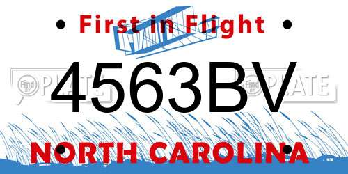 4563BV North Carolina License Plate