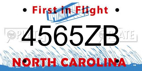 4565ZB North Carolina License Plate