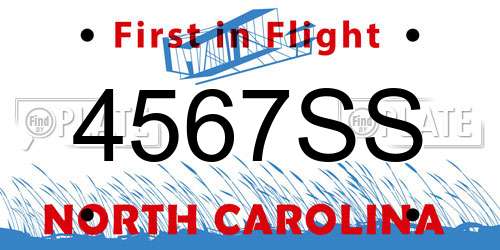 4567SS North Carolina License Plate