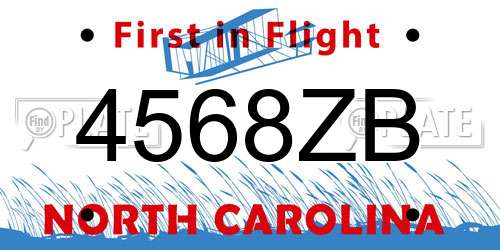 4568ZB North Carolina License Plate
