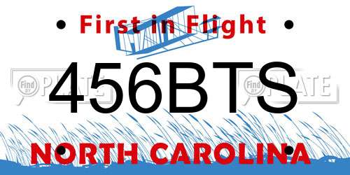 456BTS North Carolina License Plate