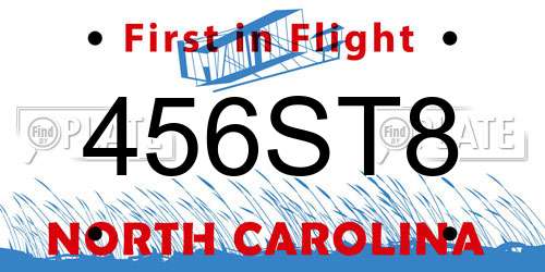 456ST8 North Carolina License Plate